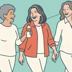 "רצפת אגן בגיל המעבר — שלוש נשים בשנות החמישים הולכות יחד · ריטה רודין, פיזיותרפיה ורצפת אגן"